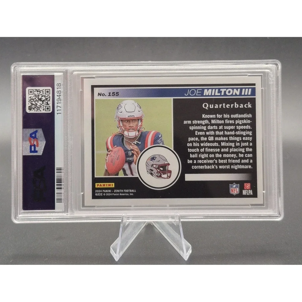 2024 Zenith Joe Milton #155 Red Zone Red /50 (RC) PSA 9 Mint Dallas Cowboys